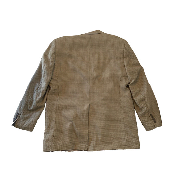 Lauren Ralph Lauren Blazer Mens 46L Silk/Wool Sport Coat Beige Plaid Suit Jacket - Picture 2 of 16